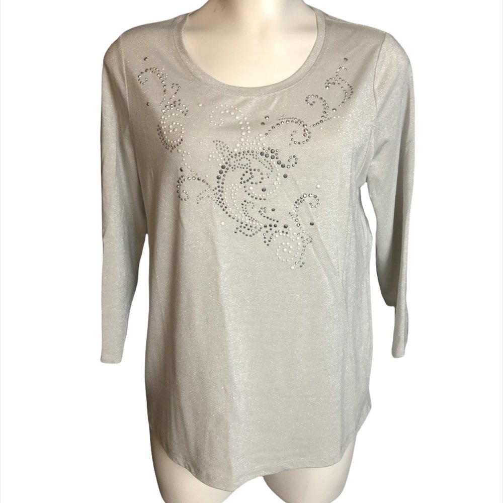 Grey/silver 3/4 sleeve top